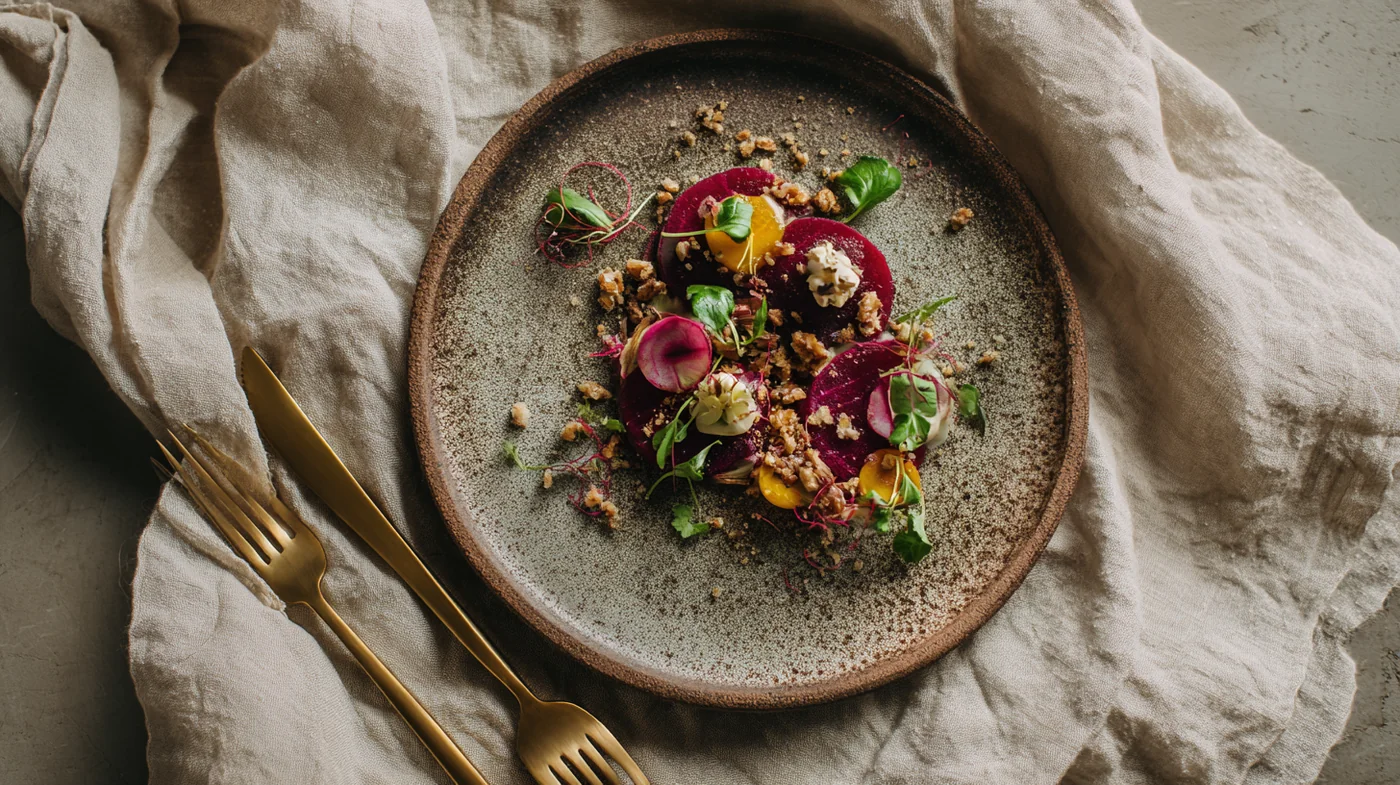 Свёкольное карпаччо с козьим сыром